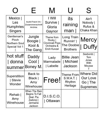 OEMUS DISCO BINGO Card