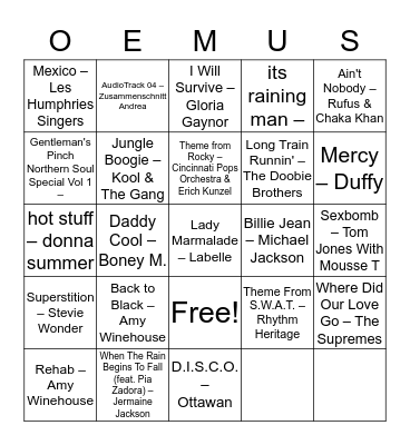 OEMUS DISCO BINGO Card