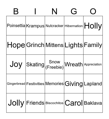 Team Reynolds - Round 2 Holiday Edition! Bingo Card