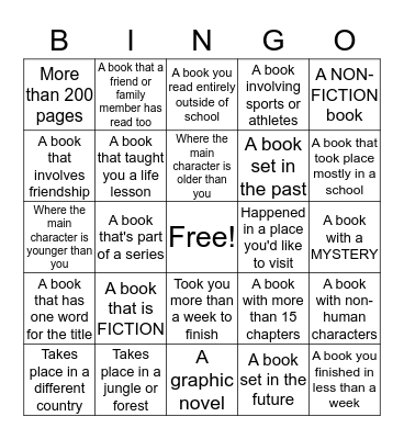Library Book Bingo Card