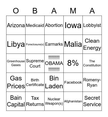 FOUR MORE YEARS!!!! Bingo Card
