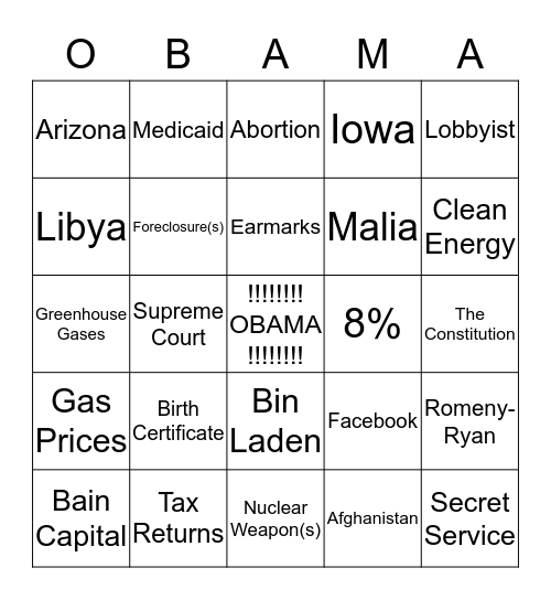 FOUR MORE YEARS!!!! Bingo Card