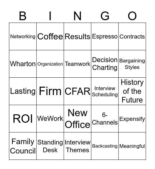 CFAR Bingo Card