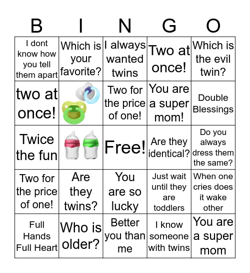 TWIN BINGO "TWINGO"!! Bingo Card