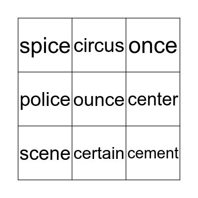 Soft c Bingo Card