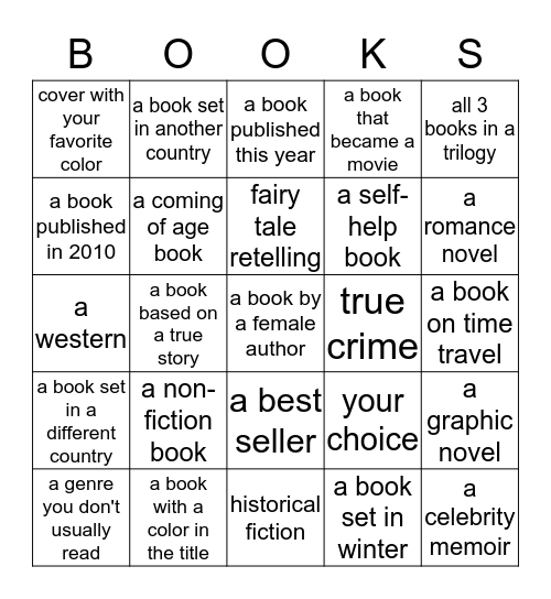 Book Bingo 2020 Bingo Card