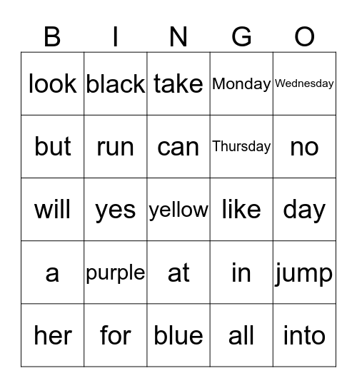 Jackson Bingo Card