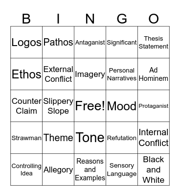 Midterm Review Bingo Card