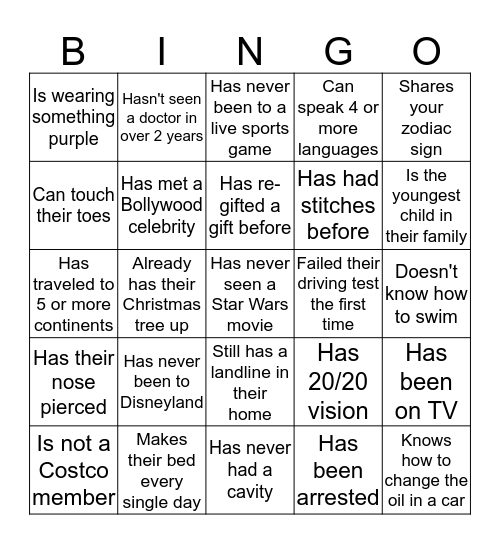 Family Bingo! Bingo Card