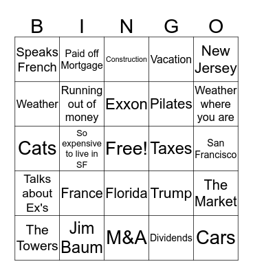 JP  Bingo Card