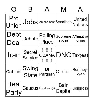 FOUR MORE YEARS Bingo Card