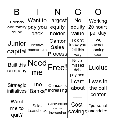 MC Bingo Card