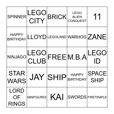 LEGO BINGO Card