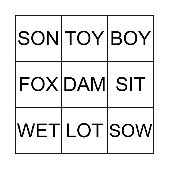 FINGERSPELLING Bingo Card