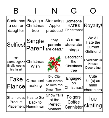 Hallmark Christmas Movie Bingo Card
