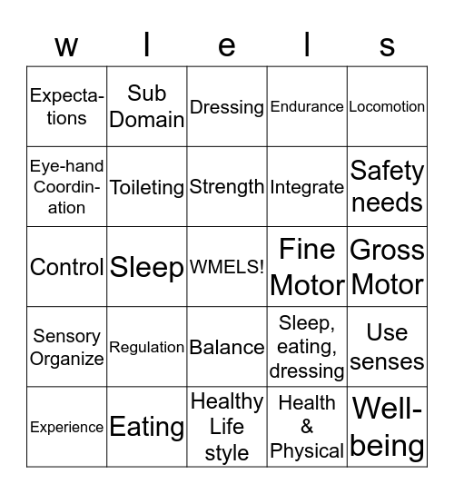 Wisconsin Model Early Learning Standards Bingo Card