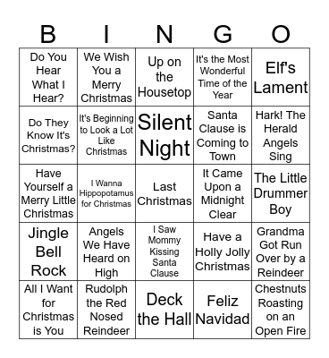 Christmas Song Bingo Card