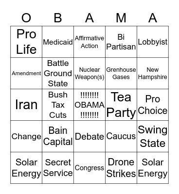 FOUR MORE YEARS Bingo Card