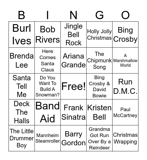 Christmas Songs!! Bingo Card