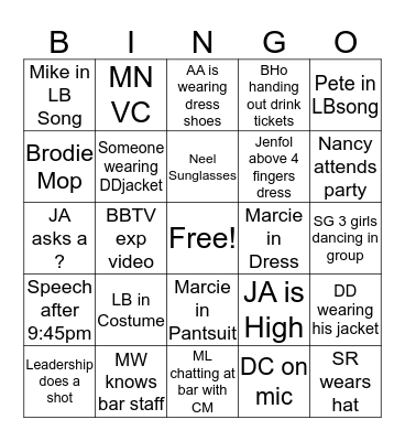 LADS Bingo Card