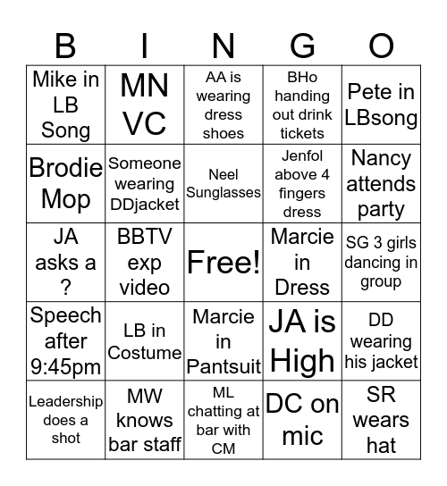 LADS Bingo Card