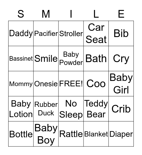 Welcome, Little One! Bingo Card
