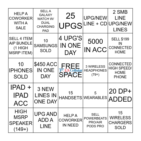 SELLCEMBER Bingo Card