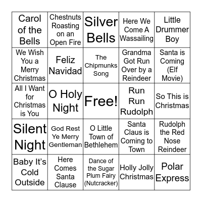 Musical Bingo Card
