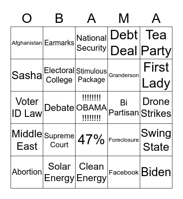 Four More Years Bingo Card