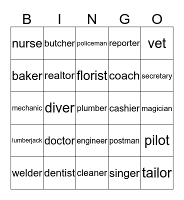 Profession 1 Bingo Card