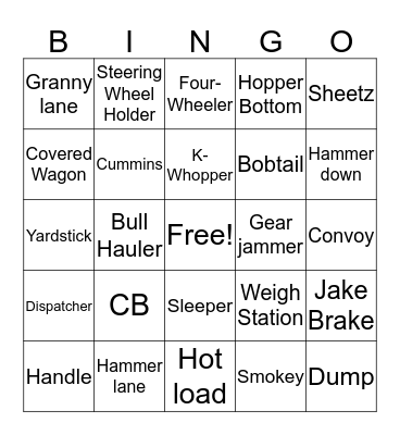 TRUCKERS BINGO Card