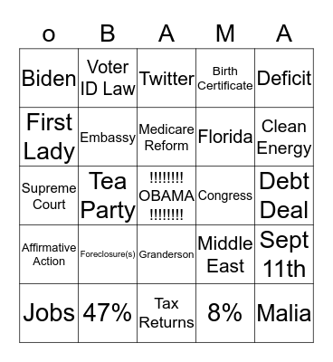 Four More Years!!!! Bingo Card