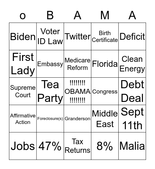 Four More Years!!!! Bingo Card