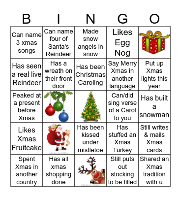 CHRISTMAS MINGLE Bingo Card