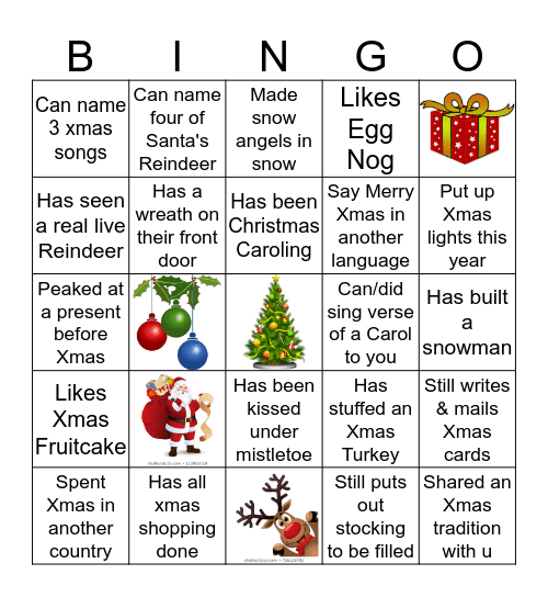 CHRISTMAS MINGLE Bingo Card