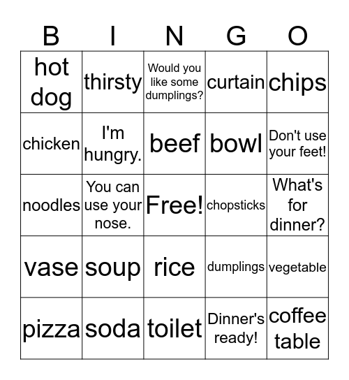 WHAT WOULD YOU LIKE Bingo Card