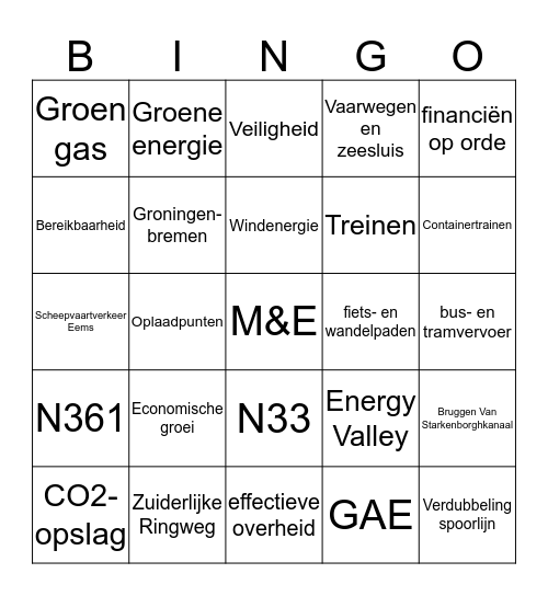 M&E Bingo Card