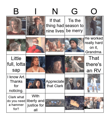Christmas Vacation Bingo Card