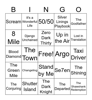 LET'S GO TO THE MOVIES Bingo Card
