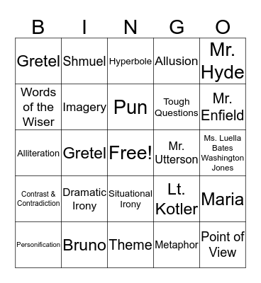 LAL Review Bingo Card