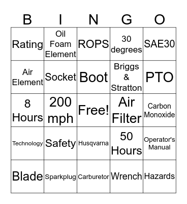 Ag Engineering BINGO Card