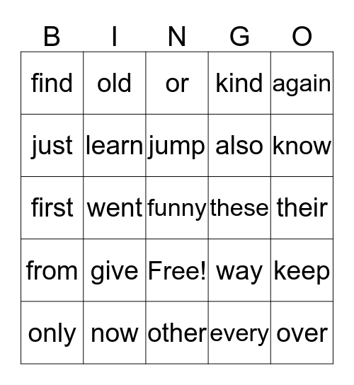 Set 9 Bingo Card