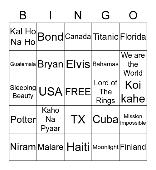 Holiday Bingo ! Bingo Card