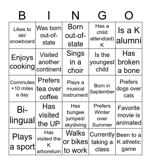 Find someone who ... Bingo Card