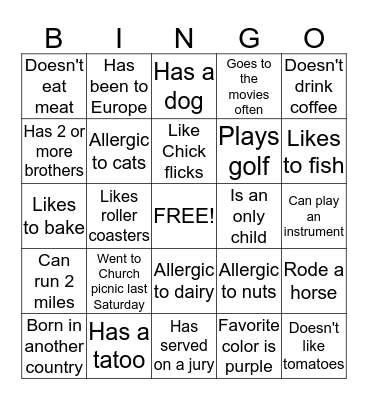 Kingdom Women's Bingo Card