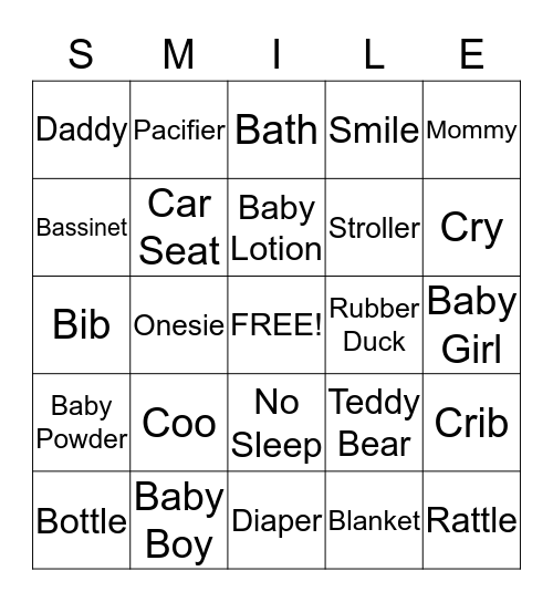 Welcome, Little One! Bingo Card