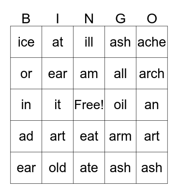 Sound Deletion BINGO  Bingo Card