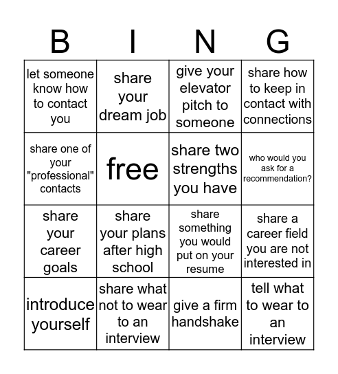 Networking Bing(o) Bingo Card