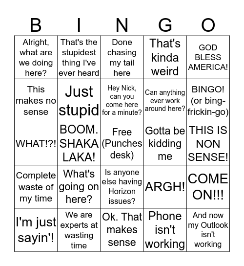 Bing-frickin-Go: Mark Edition Bingo Card