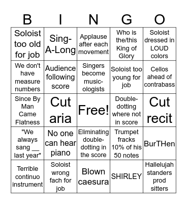 Messiah Bingo Card